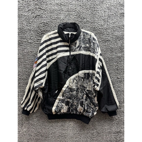 Other - Vintage Hotdogger 1/4 Zip White/black Windbreaker Jacket 80's 90's Size Large